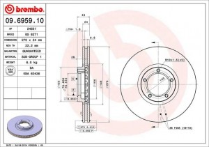 Тормозной диск 09695910 BREMBO