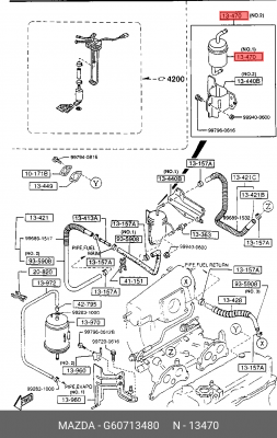 Топливный фильтр G60713480 MAZDA