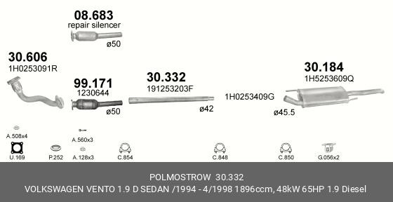 Труба системы выпуска ОГ 30.332 POLMOSTROW