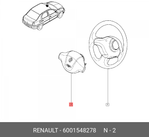 Подушка безопасности руля 6001548278 RENAULT