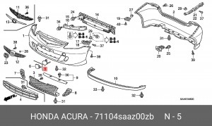 Заглушка бампера 71104SAAZ00ZB HONDA