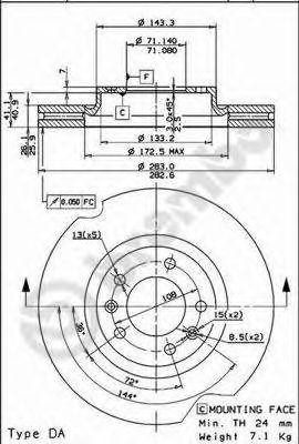 Тормозной диск 09.8303.10 BREMBO