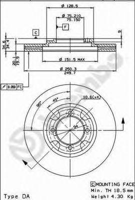 Тормозной диск 09.5219.10 BREMBO