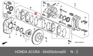 Колодки тормозные дисковые 06450S6MA00 HONDA