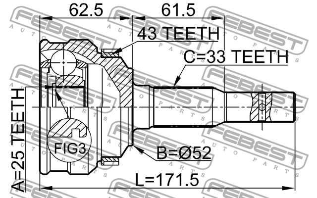 ШРУС 1810-015A43 FEBEST