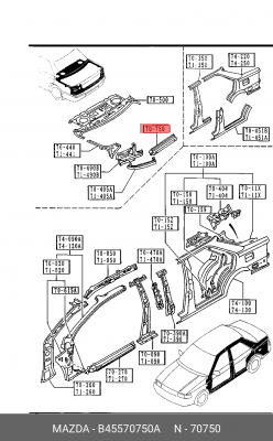 Панель кузова задняя B45570750A MAZDA