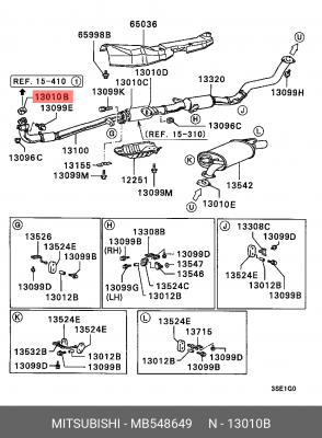 Прокладка, выпускной трубопровод MB548649 MITSUBISHI