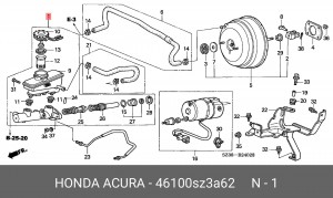 Главный тормозной цилиндр 46100SZ3A62 HONDA
