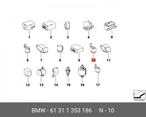 Реле включения зв. сигналов,  зв. сигнал выс. интенсивности 61 31 1353186 BMW