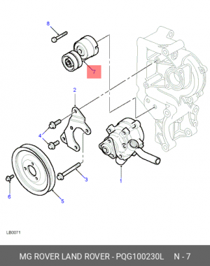 Натяжной ролик, поликлиновой  ремень PQG100230L LAND ROVER