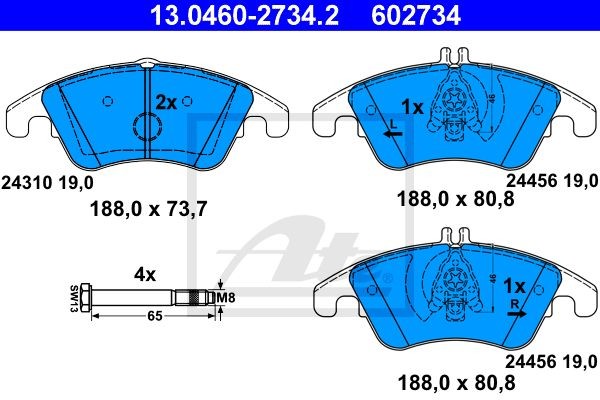 Колодки тормозные дисковые 13.0460-2734.2 ATE