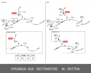 Трос ручного тормоза 597704H700 HYUNDAI KIA