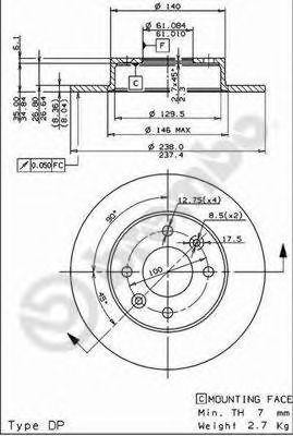 Тормозной диск 08.3147.14 BREMBO