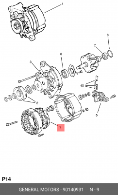 Ремкомплект, генератор 90140931 GENERAL MOTORS