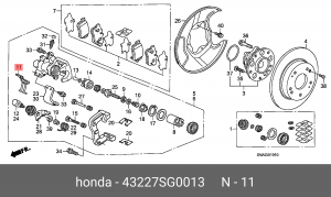 Комплектующие, колодки дискового тормоза 43227SG0013 HONDA