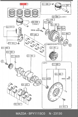 Кольца поршневые BPY111SC0 MAZDA