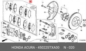 Колодки тормозные дисковые 45022STXA00 HONDA