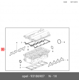 Комплект прокладок, головка цилиндра 93186907 GENERAL MOTORS