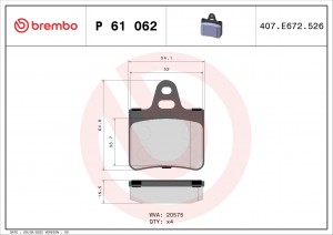 Комплект тормозных колодок, диско P61062 BREMBO