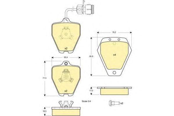 Комплект тормозных колодок, диско 6113291 GIRLING