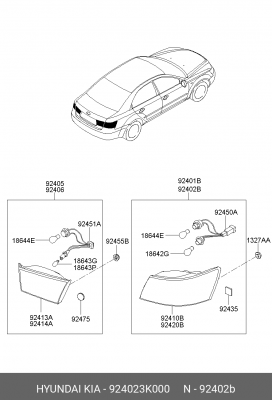 Фонарь задний 924023K000 HYUNDAI KIA