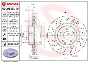 Тормозной диск 09.9825.10 BREMBO