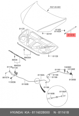 Упругий элемент, капот 81160-2B000 HYUNDAI KIA
