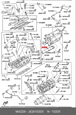Прокладка, крышка головки цилиндра JE26102D5 MAZDA