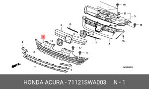 Решетка радиатора 71121SWA003 HONDA