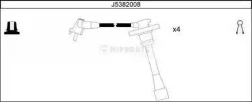 Ккомплект проводов зажигания J5382008 H B JAKOPARTS NIPPARTS