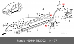 Клипса крепежная 90664SB3003 HONDA