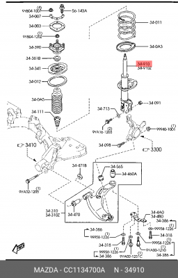Амортизатор подвески CC1134700A MAZDA