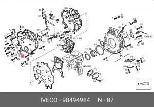Уплотняющее кольцо, коленчатый вал 98494984 IVECO
