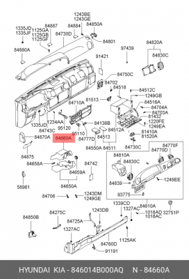 Облицовка рулевой колонки 846014B000AQ HYUNDAI KIA