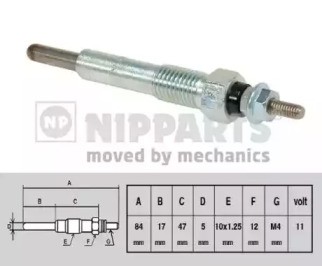 Свеча накаливания J5719009 H B JAKOPARTS NIPPARTS