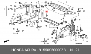 Клипса крепежная 91550S50000ZB HONDA
