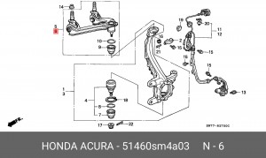 Рычаг независимой подвески колеса, подвеска колеса 51460-SM4-A03 HONDA