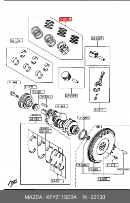 Кольца поршневые KFY211SD0A MAZDA
