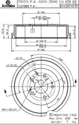 Тормозной барабан 14.4729.10 BREMBO