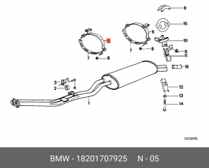 Кронштейн, глушитель 18 20 1 707 925 BMW