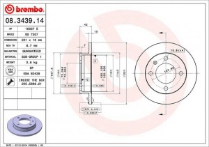 Тормозной диск 08.3439.14 BREMBO