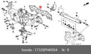 Прокладка, впускной коллектор 17105PHK004 HONDA