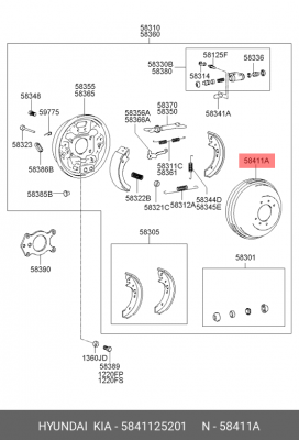 Тормозной барабан 5841125201 HYUNDAI KIA