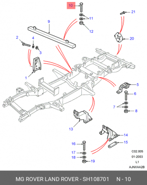 Гайка, выпускной коллектор SH108701 MG ROVER LAND ROVER