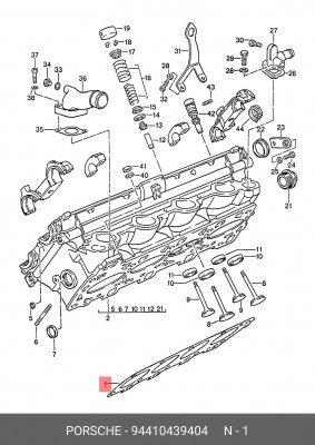 Прокладка, головка цилиндра 94410439404 PORSCHE