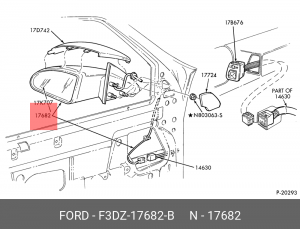 Зеркало заднего вида F3DZ-17682-B FORD