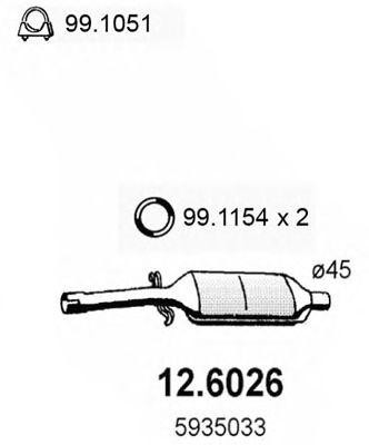 Средний глушитель выхлопных газов 126026 ASSO