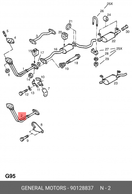 Выпускной трубопровод 90128837 GENERAL MOTORS