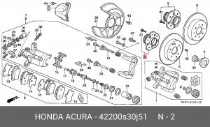 Комплект подшипника ступицы колеса 42200S30J51 HONDA