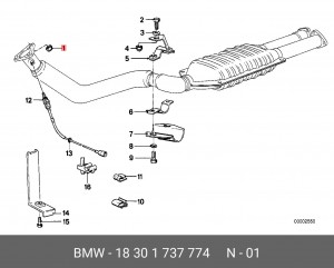 Гайка, выпускной коллектор 18 30 1 737 774 BMW
